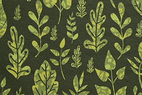 Ambesonne Sage јога мат пешкир, моделирани зелени лисја природа инспирирана композиција свежи дрвја шумски територии, не лизгање