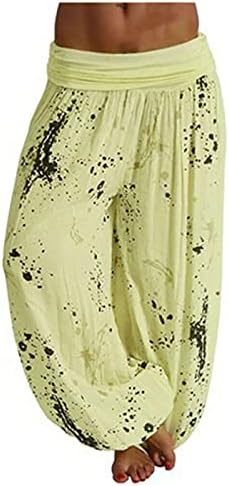 Panенски панталони од басисин Обични лабави јога хареми џогери цветни принт со низок пораст плус големина пролетен џогирање на палацо палацо