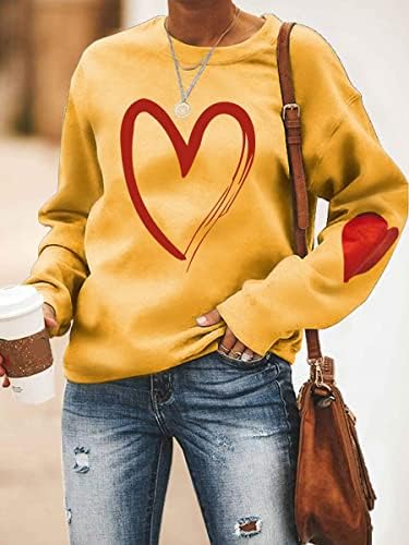 Џемпер на Денот на вineубените на Vitustua, жени Raglan ракави со тркалезно џемпер на вратот Loveубов 3Д шема со долги ракави пуловер