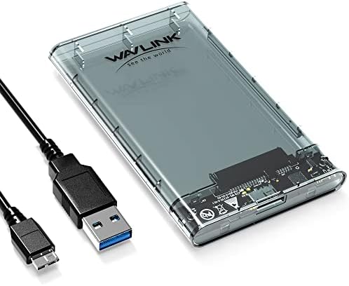 Wavlink 2.5-Инчен SATA НА USB 3.0 Надворешен Хард Диск Комплет, Преносни Јасно Хард Диск Случај за 2.5 инчен 7mm 9.5 mm SATA HDD