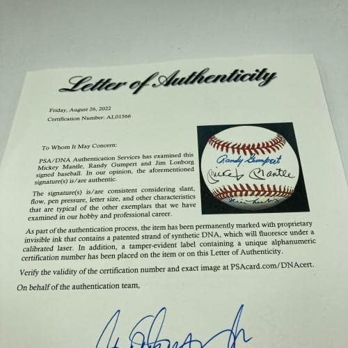 Мики Мантл 1 -ви домашен терен и 536 -та домашна стока потпишаа Бејзбол ПСА ДНК - Автограмски бејзбол