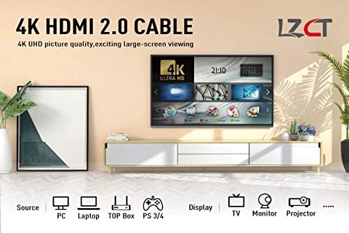 LZCT 4K HDMI 2.0 Кабел 100ft Еднонасочна ГОЛЕМА Брзина HDMI Кабел V2. 0 со Вграден Сигнал Засилувач Поддршка 3D UHD 2160P HDR 1080P