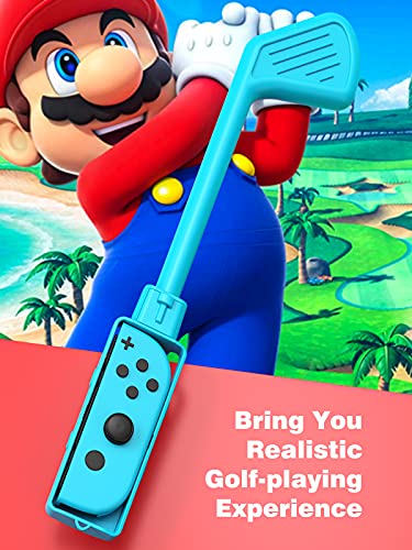 Голф-клубови Моко се вклопуваат со Switch/Switch OLED Model Mario Golf: Super Rush Golf Hand Grips Game Comptore Chit Fit со Controller oy-Con Controller 2 Пакет со ротатибилна лента за голф и лента за зглоб, црвена+си?