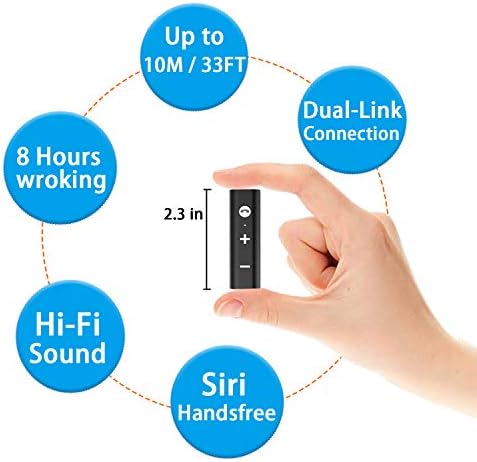 Мини Безжичен Bluetooth Приемник, Bluetooth 5.0 Автомобил Адаптер &засилувач; Bluetooth Aux Приемник Со Клипови Дизајн 3.5 мм стерео Излез За Домашен Аудио / Автомобил Аудио Стерео Си