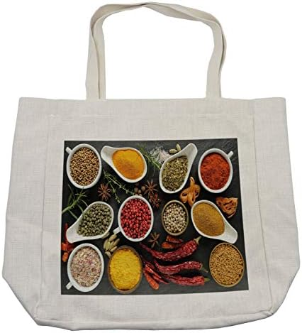 Торба за шопинг за зачини на Амбесон, шарена кујна за прегледување живописна зачини во контејнери лакови и печатени чаши, еколошка торба за еднократна