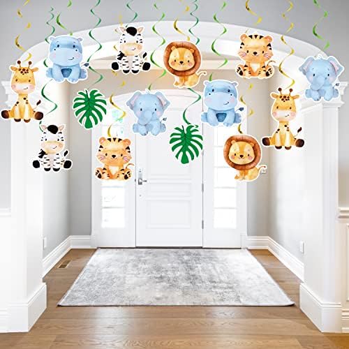 Џунгла сафари животни што висат вртежи на тавани за проследување украси за шумско животно тема роденденска забава Бебе туш за туширање Фото позадина