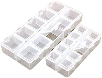 5 Парчиња Транспарентни Кутии За Складирање со 10 Мрежи, Отстранлив Капак, Пластични Организаторски Кутии За Копчиња, Кристали