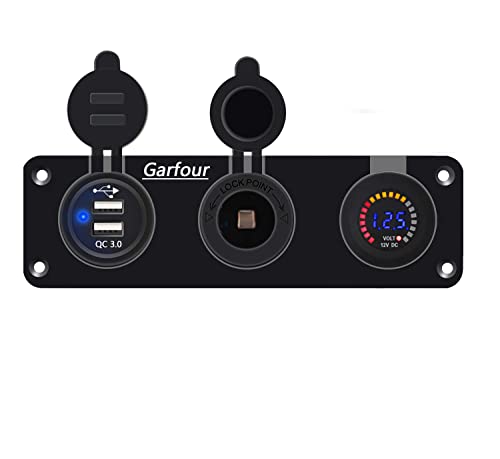 Arfour 12V QC3.0 Двојна USB штекер водоотпорен водоотпорен полнач за напојување USB за светло за таблети за мобилни телефони