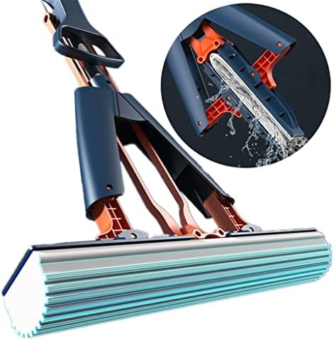 Mop Mop стискате преклопена памучна глава за чистење на домаќинства за чистење на телескопска рачка за миење на рачни рачни рачни