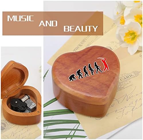 Голф еволуција дрвена музичка кутија срце облик на ветровито музичко кутија гроздобер дрвена часовна музичка кутија подароци