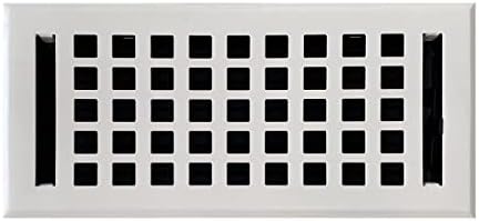 Empire Register CO, капакот на отворот - 4x10 инчи, квадратен дизајн, бела завршница, капаци на отворот за подни страни, прицврстени метални