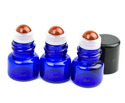 Grand Parfums 1ml мини кобалт сини шишиња со ролерболи со флуоритни камења од виножито, 3 брои