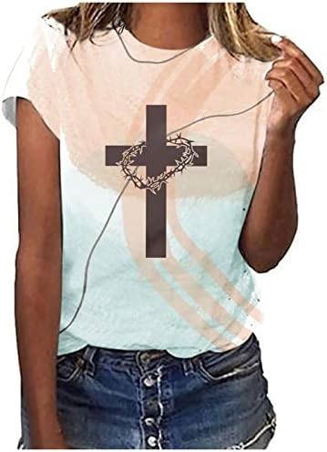 Врвна маичка за жени есен лето 2023 година облека со кратки ракави екипаж памук графичка викторијанска маица БЈ БЈ