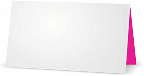 Картички за бело место со граница на фуксија и внатре - стил на шатор - 10 или 50 пакет - Име на табела за поставување седење канцелариски партиски