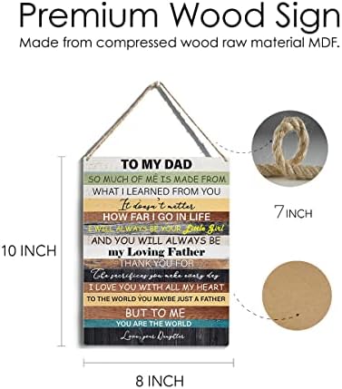 Рустикален на татко ми те сакам дрво значење значајно татко татко дрвени знаци што висат плакета домашна уметност 8 x 10, совршен татко знак за