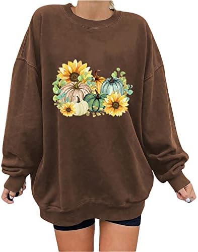 Сончоглед џемпер жени смешни цветни графички долги ракави симпатична цветна пулвер вера вера, врвови зимски џемпер врвот на врвот
