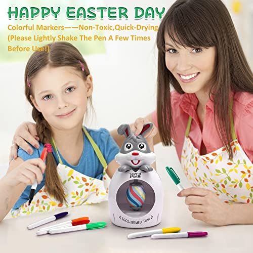 Велигденски подароци за деца, Велигденски комплет за украсување јајце, вртеж за боење на јајца со 8 шарени маркери и 6 бели јајца,