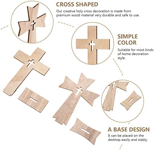 SOIMISS STANDING TABLE ALTAR CROSS: 20 парчиња таблети Вуд Христијански крст Исус фигура Католичка црква Крст Статуа Духовен религиозен крст за