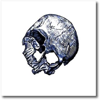 3drose скршен човечки череп во стил на тетоважа сино мастило - железо на трансфери на топлина