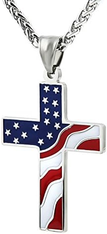 Хзман Американско Знаме Патриотски Крст Верски Накит Приврзок Ѓердан