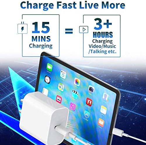[Apple MFI Сертифициран] Ipad Pro Fast Charger, Linocell 2 Pack 20W PD USB C Power Rapid Charger со 6FT Type C до C Брзо полнење со синхронизација