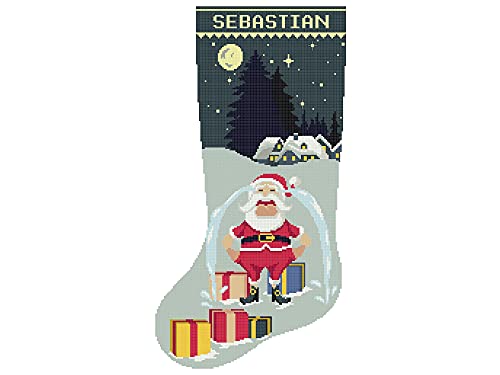 Cross Stitch Christmas Stocking Modests PDF, модерно персонализиран, броење лесни залихи на празнични чорапи вкрстени бод -табела DMC, симпатична смешна Дедо Мраз, Едноставен дизајн за ?