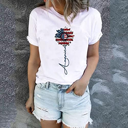 Преголем лето жени мода на вратот печатено лабава обична маица со кратки ракави врвот на врвот