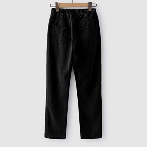 Менс демински панталони Машка обична мода плус големина лабава еластична половината фармерки улица широки панталони за нозе панталони