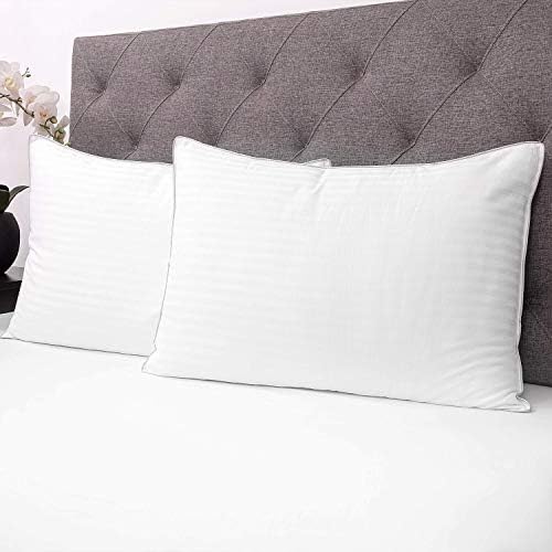Перници за слатка домашна колекција за спиење 2 пакувања Премиум надолу алтернативно пополнување со памучна обвивка Доби лента во хотелски стил перничиња со сребр