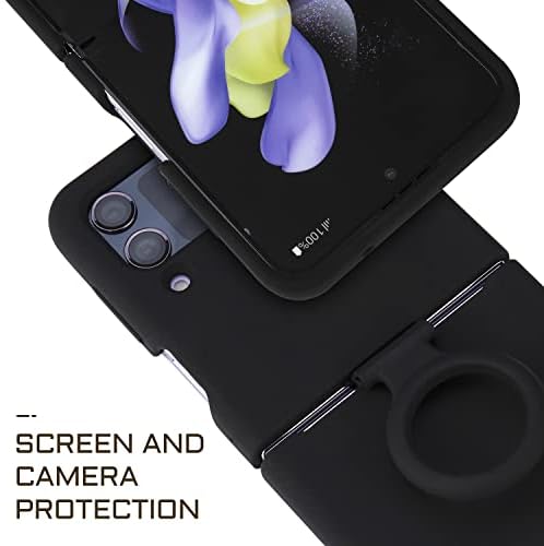 Саиборо За Samsung Z Flip 4 Случај Силиконски, Заштитен Телефон Случај Со Прстен Прст Зафат,галакси Флип 4 случај мат Мека Силиконски
