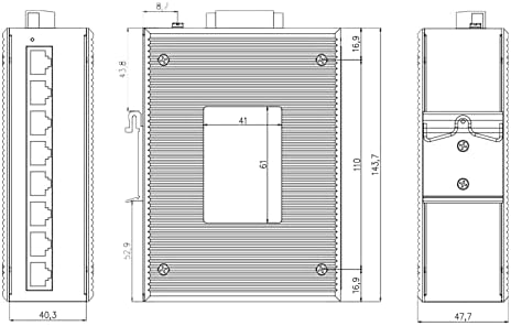 8-порт солиден DIN-Rail Industrial Ethernet Switch 10/1 100/1000Mbps Преносен приклучок и мрежен прекинувач за мрежни мрежи,