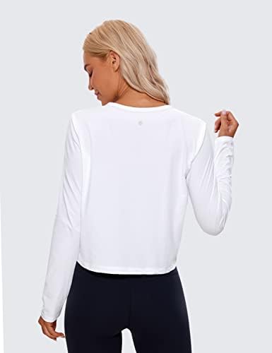 CRZ јога пима памук кошули со долг ракав за вежбање за жени лабави исечени врвови на атлетски спортови маица