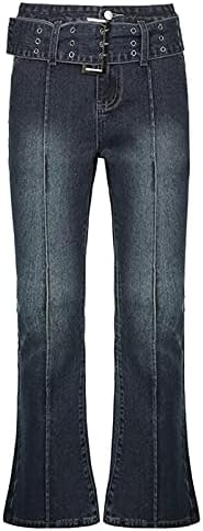 Lariau со високи фармерки за половини за жени есен секси џеб тенок капри искинато панталони за панталони со фармерки