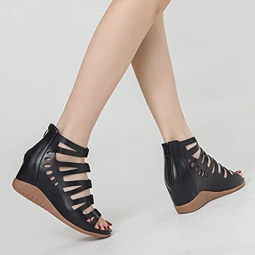 Сандали за жени летни обични отворени платформа за пети Сандали Ретро потпетица шуплива патент за дишење клинови сандали