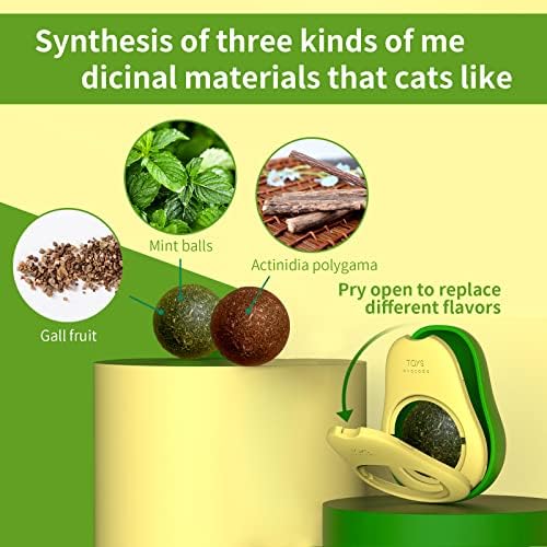 Catnидна топка на Catnip, Симулација Дизајн на облик на авокадо, играчки за мачки, здрави закуски за мачки, чисти заби мачки џвакани играчки,
