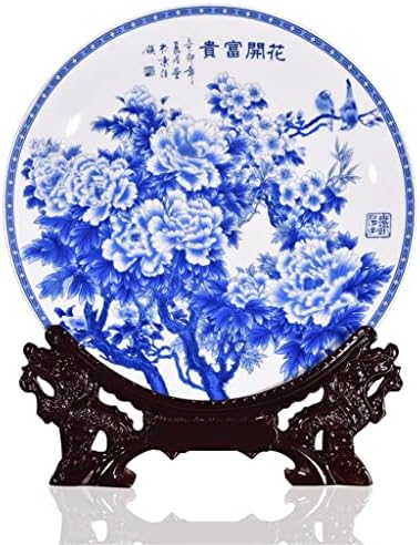 Yfqhdd домашен декор керамичка украсна чинија кинеска сина и бела цвеќе