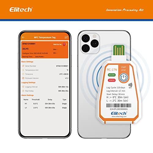 Elitech RC-17N NFC NFC за еднократна употреба USB температура на податоци PDF Извештај за светло-индикатор-100 пакет