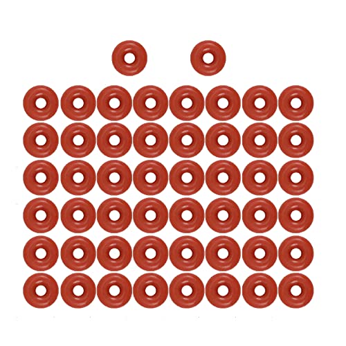 Офуин [50 парчиња] Силиконски О-прстени Црвени 4,5мм ОД 1,5мм ID 1,5 мм ширина, метричка запечатување на запечатување на VMQ