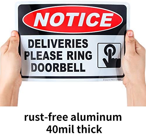Испораки ве молам, ringвонење на знак на врата, 10 x 7 .04 Алуминиум рефлективен знак за 'рѓа без алуминиум-УВ заштитен и водоотпорен