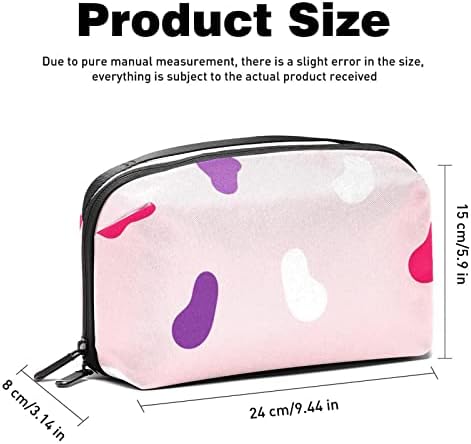 Бела Виолетова Розова Печатена Розова Торба За Шминка Во Позадина За Чанта Пренослива Торба За Организатор На Патувања За Тоалети