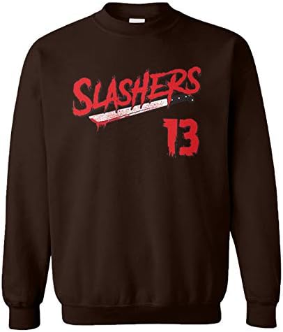 Неограничен Slashers Voorhees 13 Jersey - хорор филм во петок унисекс екипаж џемпер