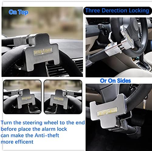 Заклучување на воланот со аларм и светлосен анти-кражба на уредот со тешки заклучени автомобили за заклучување на универзалното заклучување на тркалото
