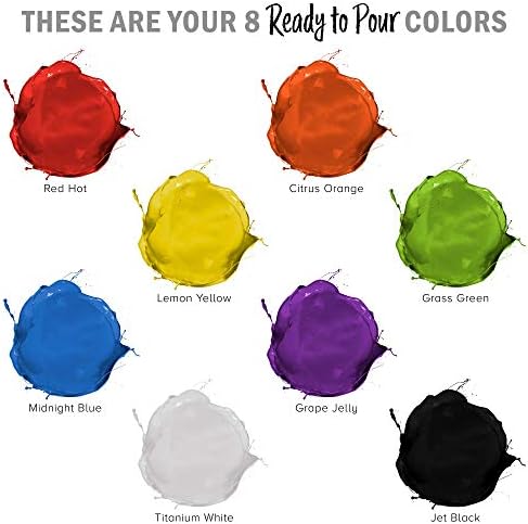 Соединетите американски уметнички снабдување Мајстори 8-бои подготвени да истурат акрилик истурање на сет на боја-Премиум претходно мешани
