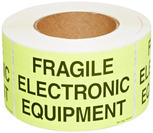 Логика на лента со авиидити 3 x 5, кревка електронска опрема флуоресцентна налепница за жолт предупредување, за испорака, ракување, пакување