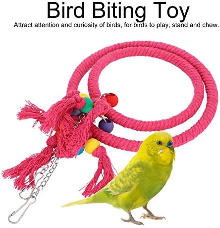 Kuidamos PET PEM PARNOTS SWING CAGE додаток, виси прстен за птици кои стојат џвакање и играње, безбедно издржливо памучно јаже, светла боја