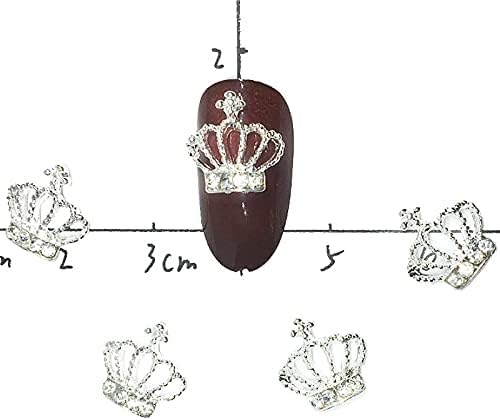 Сребрена луксузна круна за нокти украси Каваи, кралица ринестон накит, сјаен кристал 3Д коронас nailart материјали -