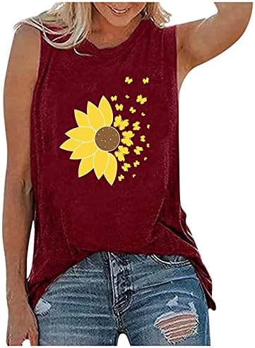 Women'sенски резервоар за сончоглед врвови летни лабави лабави вклопуваат случајни без ракави плус големина маички кошули елек џемпер за