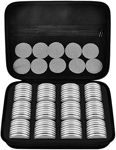 96 парчиња капсули со монети од 46мм, со кутија за организатор за заптивка за заптивка и пластика, 6 големини на колекционерски држачи за собирање