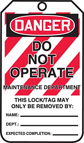Ознаки за заклучување на Accuform, пакет од 5, Опасност не работат одделение за одржување, САД направија ознаки во согласност со OSHA, RP-Plastic