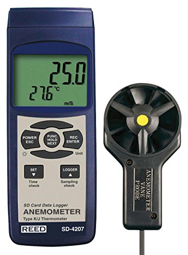 Reed Instrument SD-4207 SD Series Vane Thermo-Anemometer, Datalogger, W/ Temperate со сертификат за калибрација на NIST